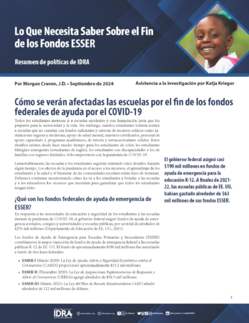 ESSER Funding Cliff Policy Brief IDRA 2024 Spanish_Page_01